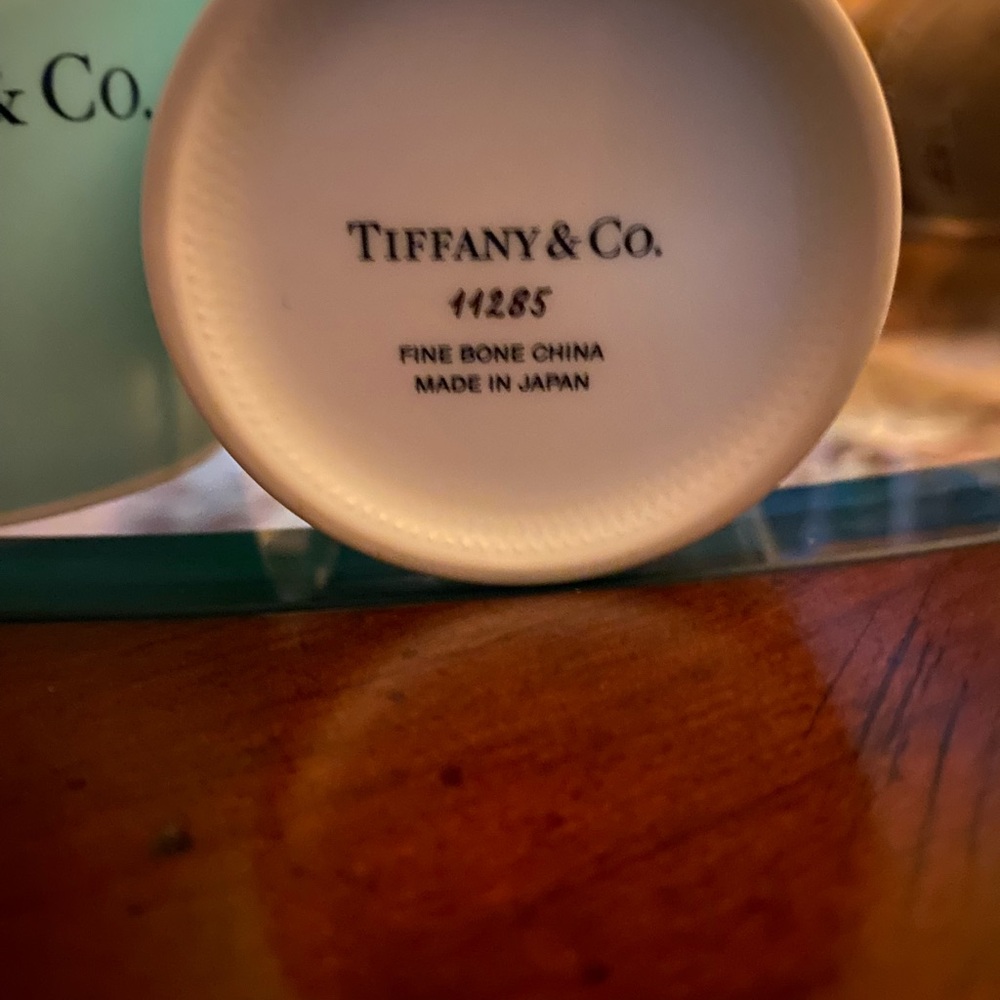 Tiffany & Co. Mint Blue Ceramic Cups with Black Logo - Picture 2 of 2